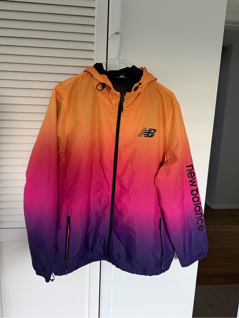 New Balance Kids Gradient Hooded Windbreaker - Orange, Red, Pink, Purple - 2X